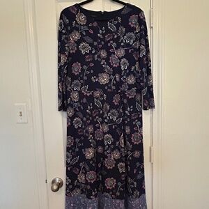 Talbots Midi Blue Floral Dress Size 14💙🌸